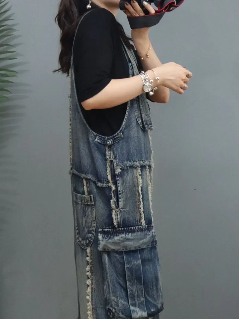 Denim Loose Thin High-Waist Overalls