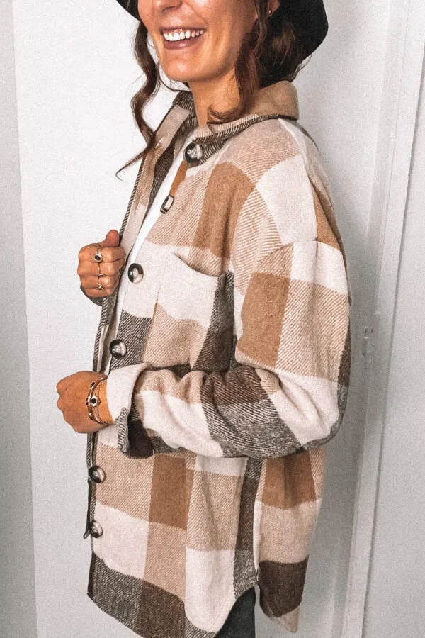 Dunnmall Fashion Plaid Loose Woollen Coat