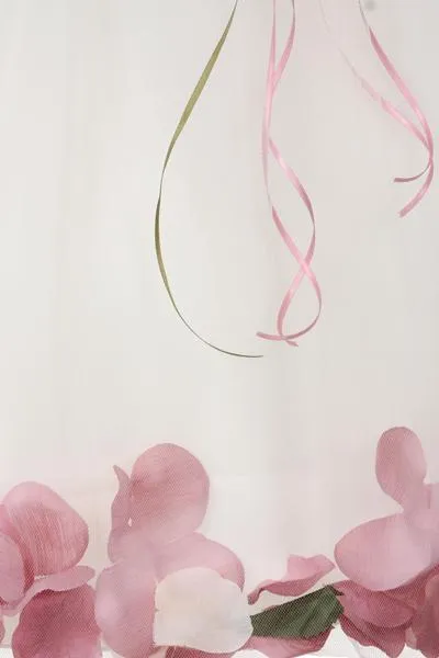 Dusty Rose Top Flower Petal Girls Dress with Organza Sash