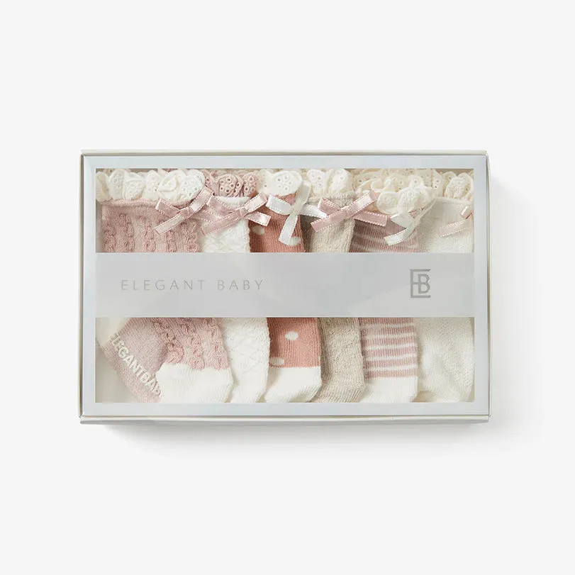 Elegant Baby Sock Set   Fancy Pink Set of 6   78240