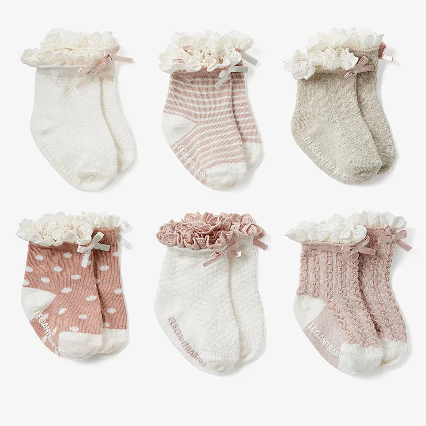 Elegant Baby Sock Set   Fancy Pink Set of 6   78240