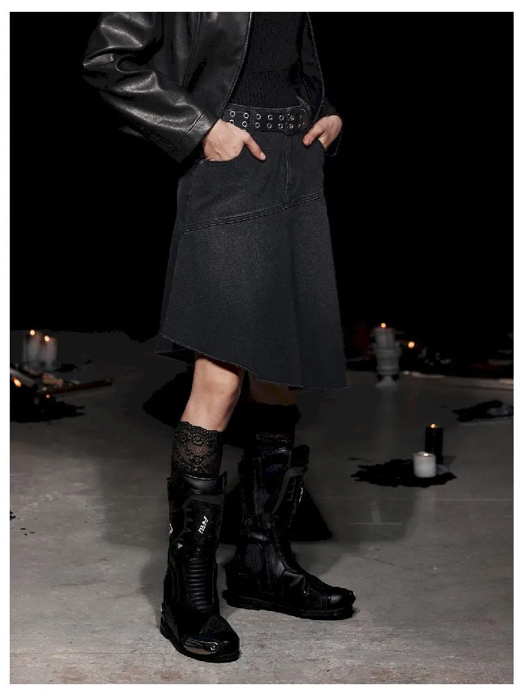 Elegant Cotton Slant Half Skirt【s0000005479】