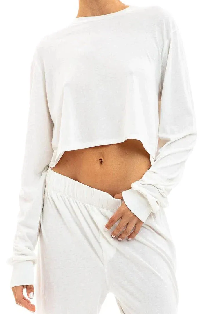 Eterne long sleeve cropped t-shirt ivory