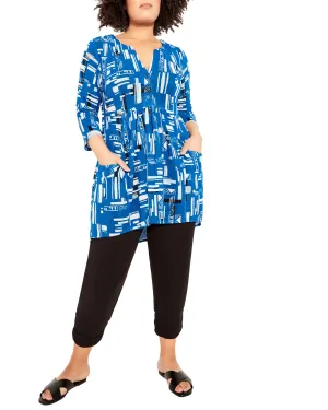 Everly Tunic Pocket | Azure Blue / White