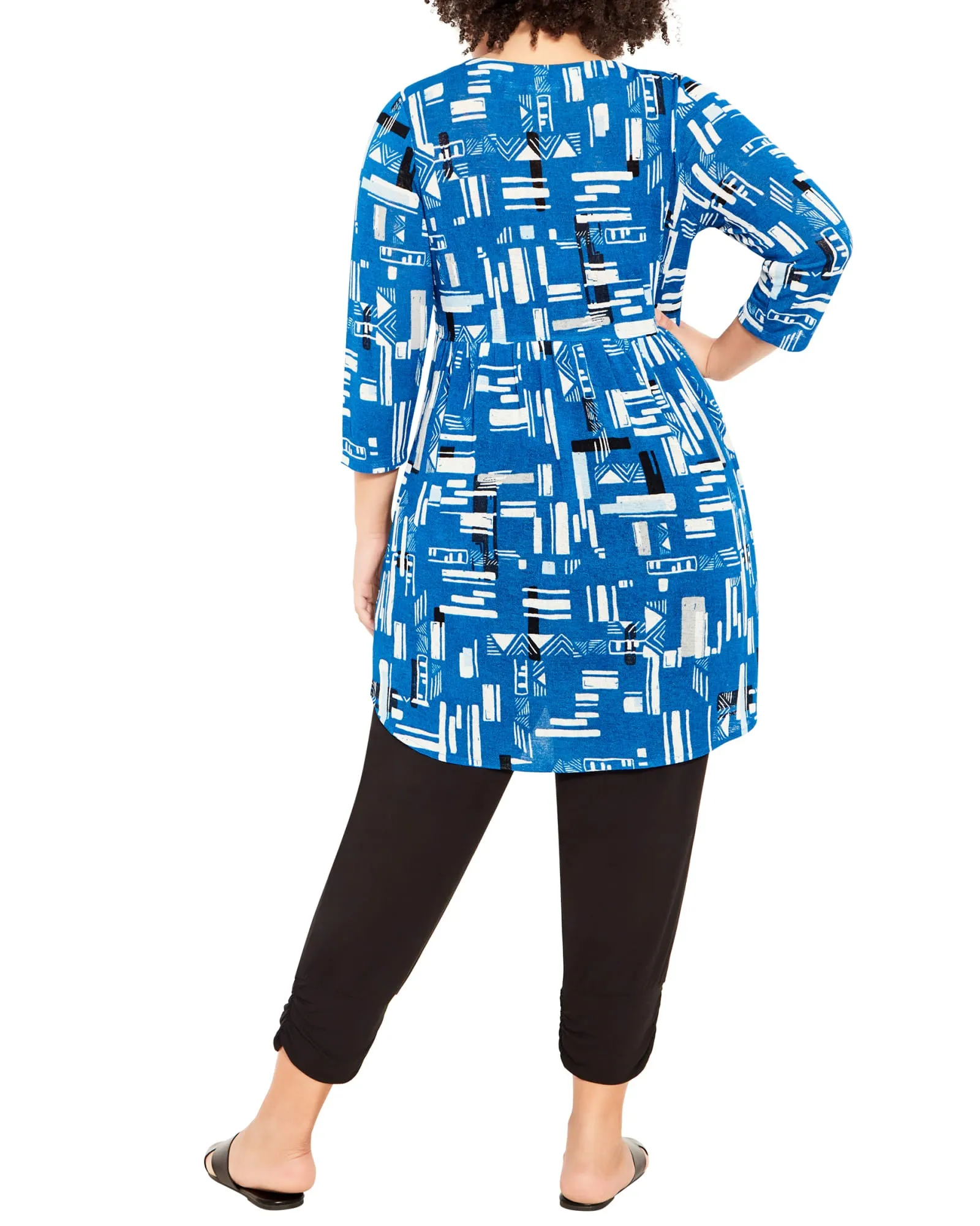 Everly Tunic Pocket | Azure Blue / White
