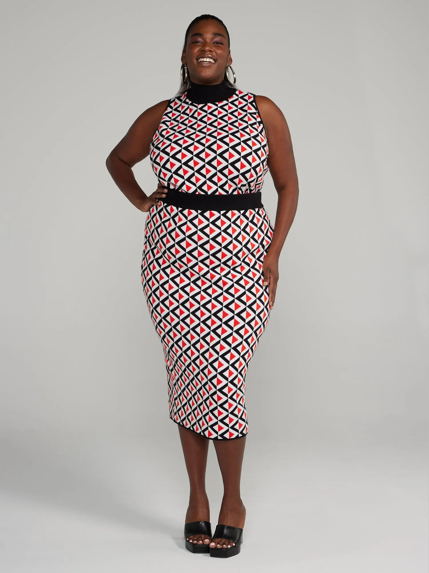 Fashion To Figure - Geo Print Sweater Skirt