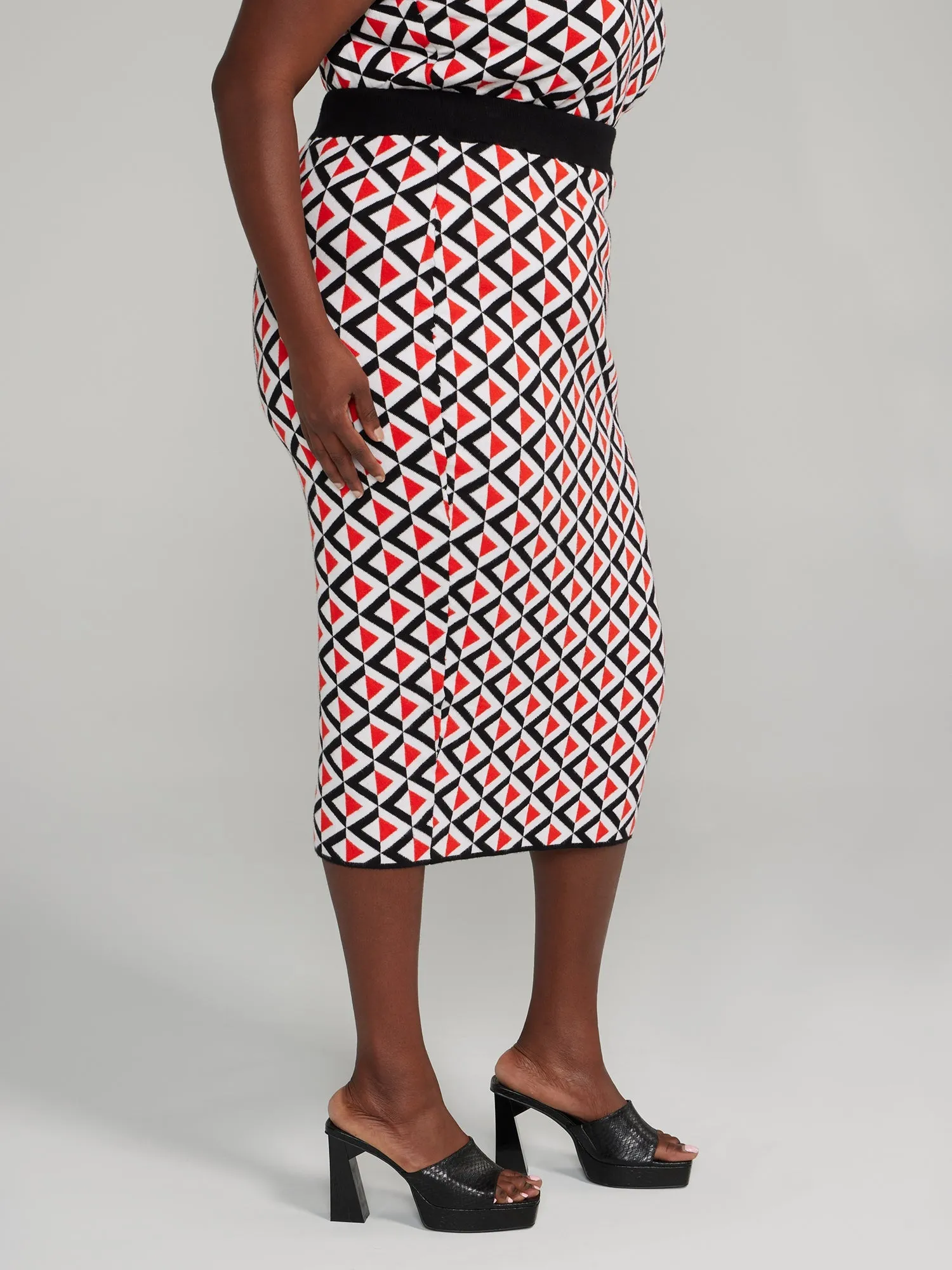 Fashion To Figure - Geo Print Sweater Skirt