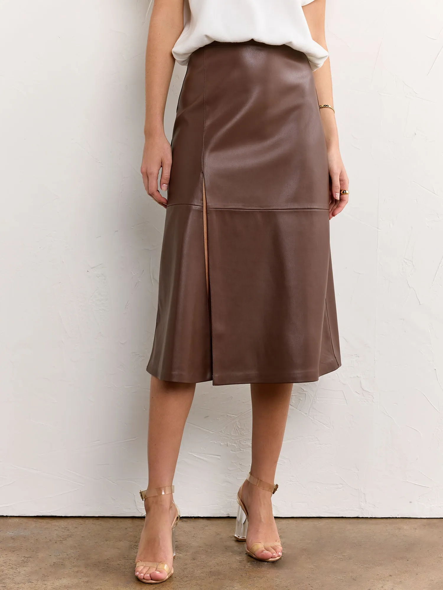 Faux Leather Pencil Skirt - Aaron & Amber