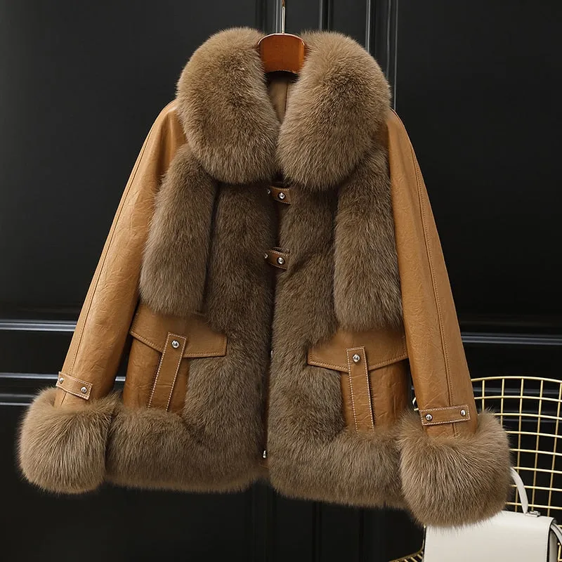 Fox Fur Sheep Skin Coat