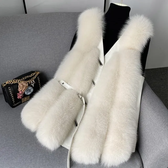 Fox Fur Vest Medium and Long Waistcoat Coat