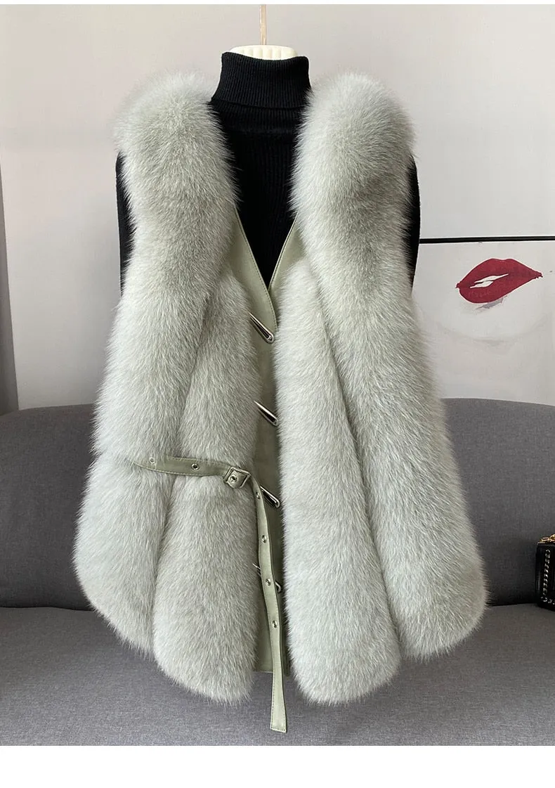 Fox Fur Vest Medium and Long Waistcoat Coat