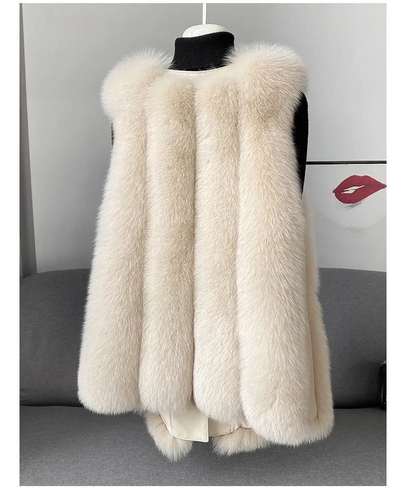 Fox Fur Vest Medium and Long Waistcoat Coat