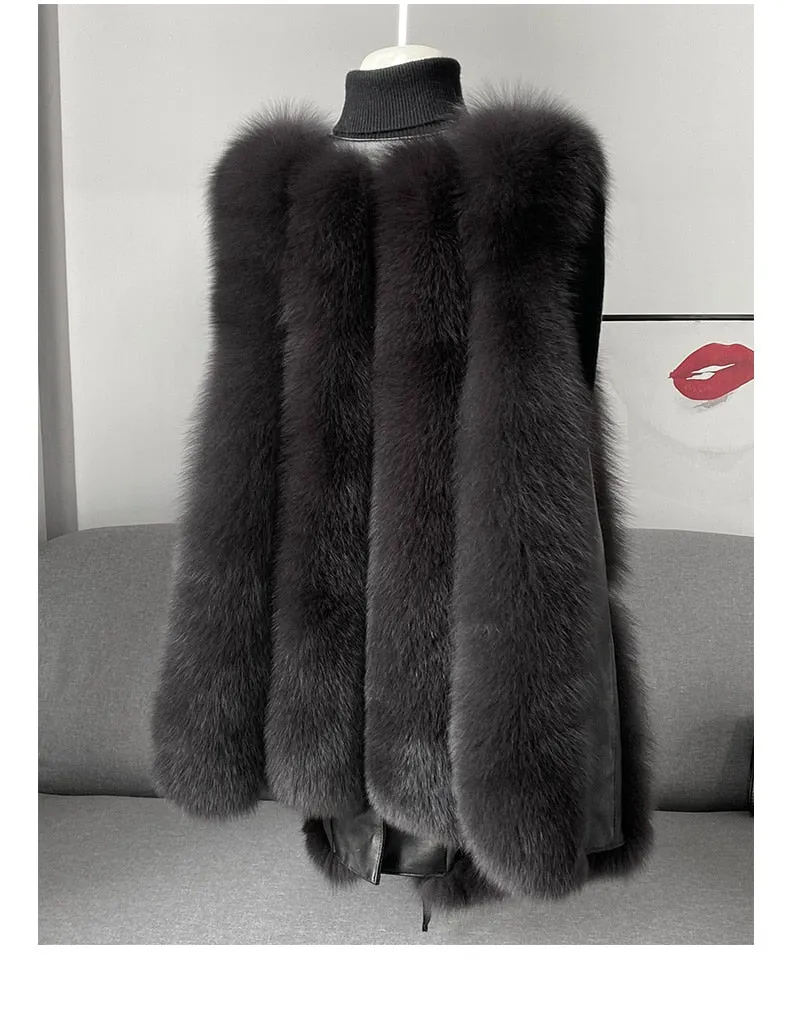 Fox Fur Vest Medium and Long Waistcoat Coat