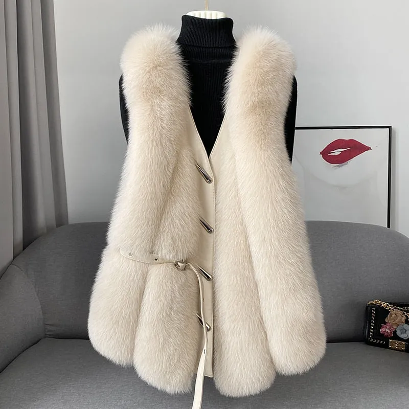 Fox Fur Vest Medium and Long Waistcoat Coat