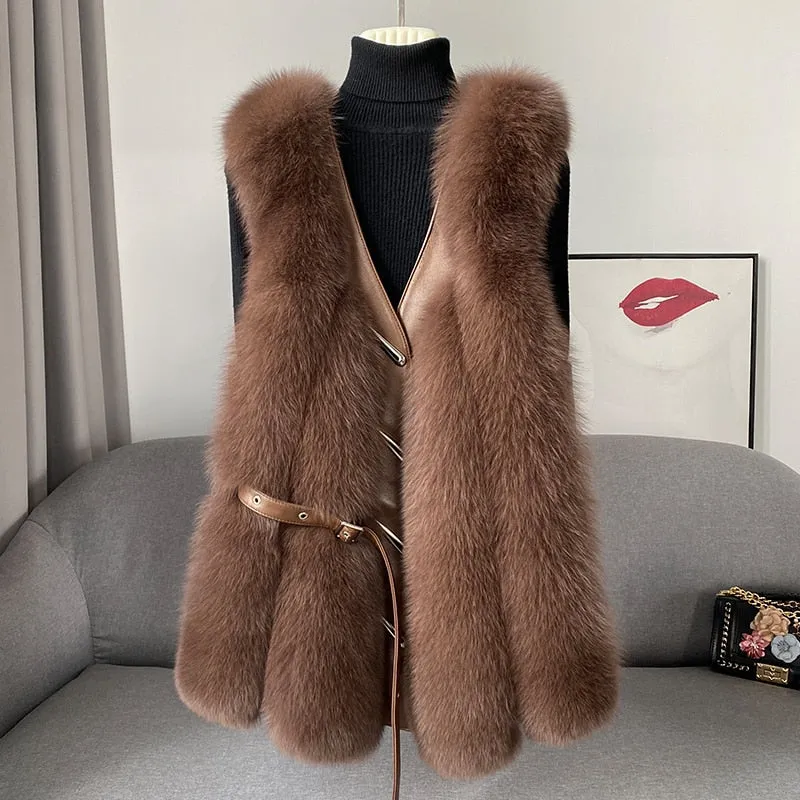 Fox Fur Vest Medium and Long Waistcoat Coat