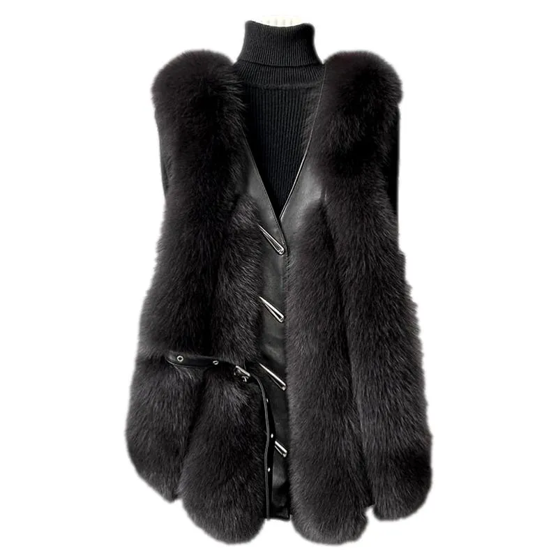 Fox Fur Vest Medium and Long Waistcoat Coat