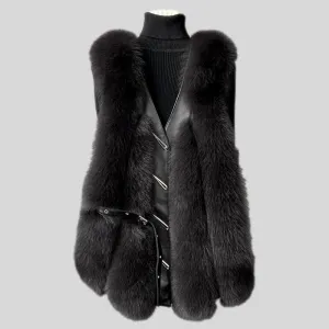 Fox Fur Vest Medium and Long Waistcoat Coat