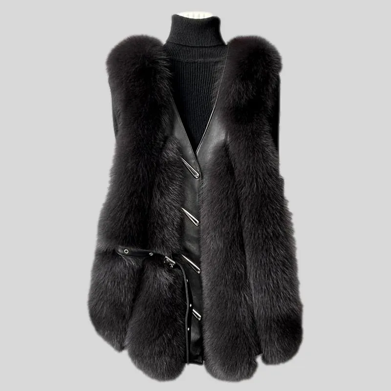 Fox Fur Vest Medium and Long Waistcoat Coat