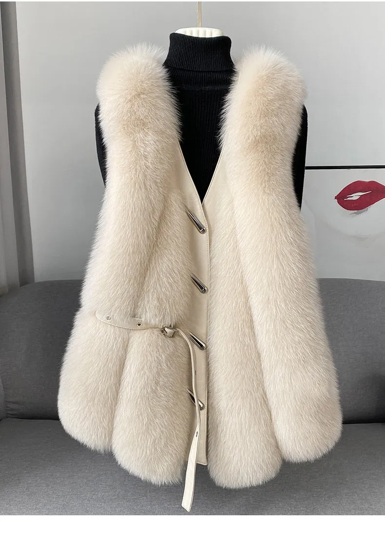 Fox Fur Vest Medium and Long Waistcoat Coat
