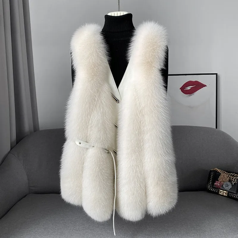 Fox Fur Vest Medium and Long Waistcoat Coat