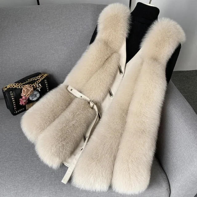Fox Fur Vest Medium and Long Waistcoat Coat
