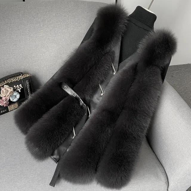 Fox Fur Vest Medium and Long Waistcoat Coat