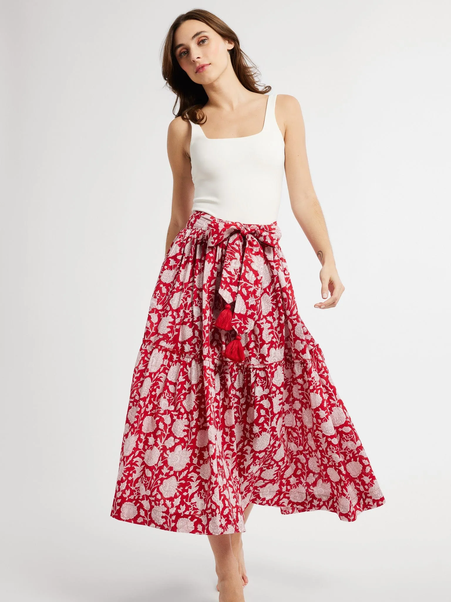 Françoise Skirt in Red Zinnia