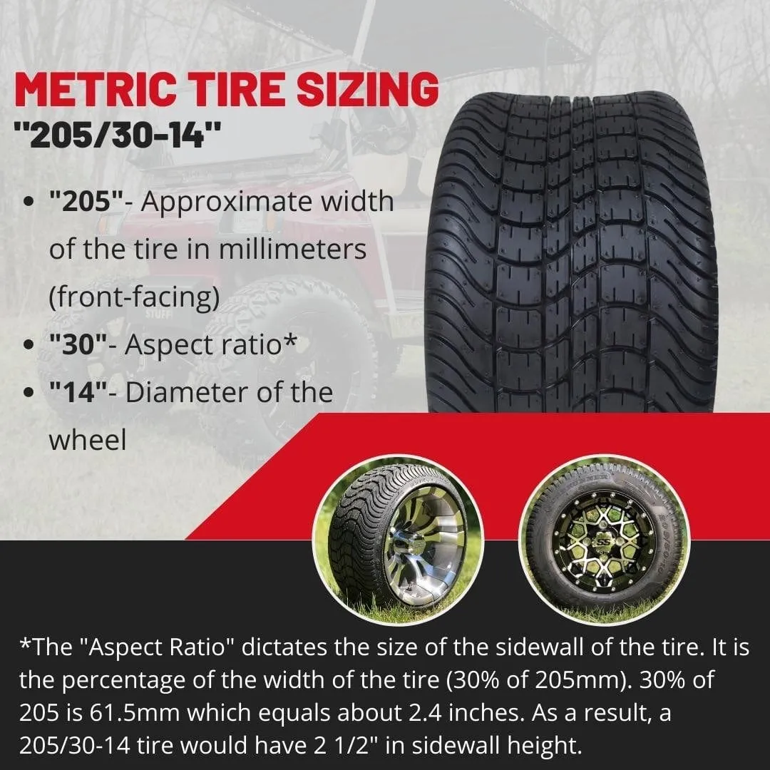 GCS Forerunner 205/30-14 Street/Turf DOT Approved Golf Cart Tire