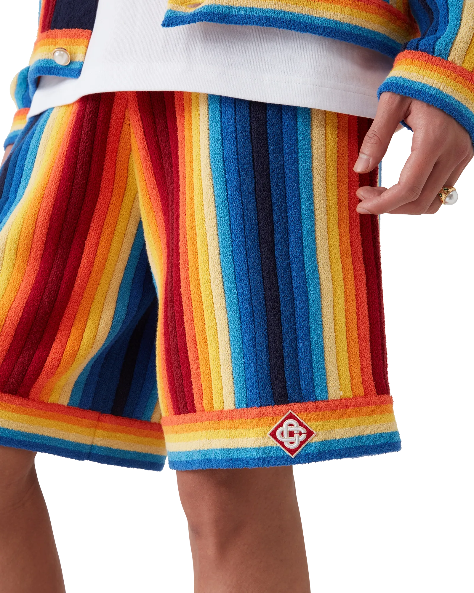 Gradient Stripe Towelling Shorts