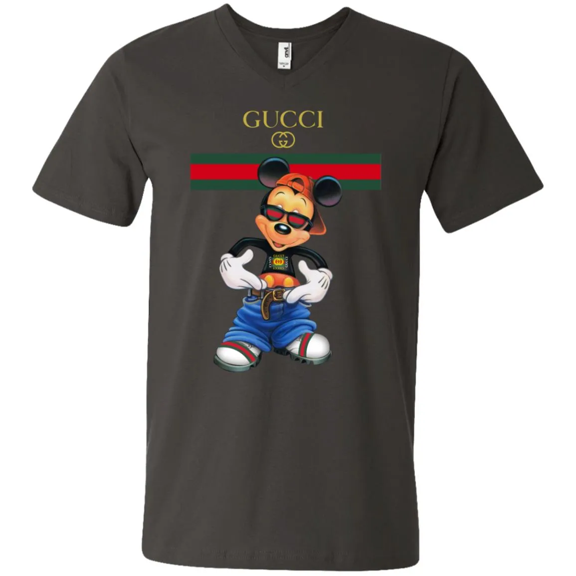 Gucci Logo Mickey Gift Trending T-shirt Men V-Neck T-Shirt