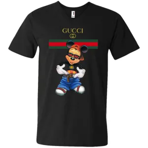 Gucci Logo Mickey Gift Trending T-shirt Men V-Neck T-Shirt
