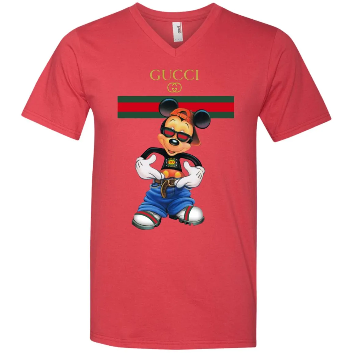 Gucci Logo Mickey Gift Trending T-shirt Men V-Neck T-Shirt