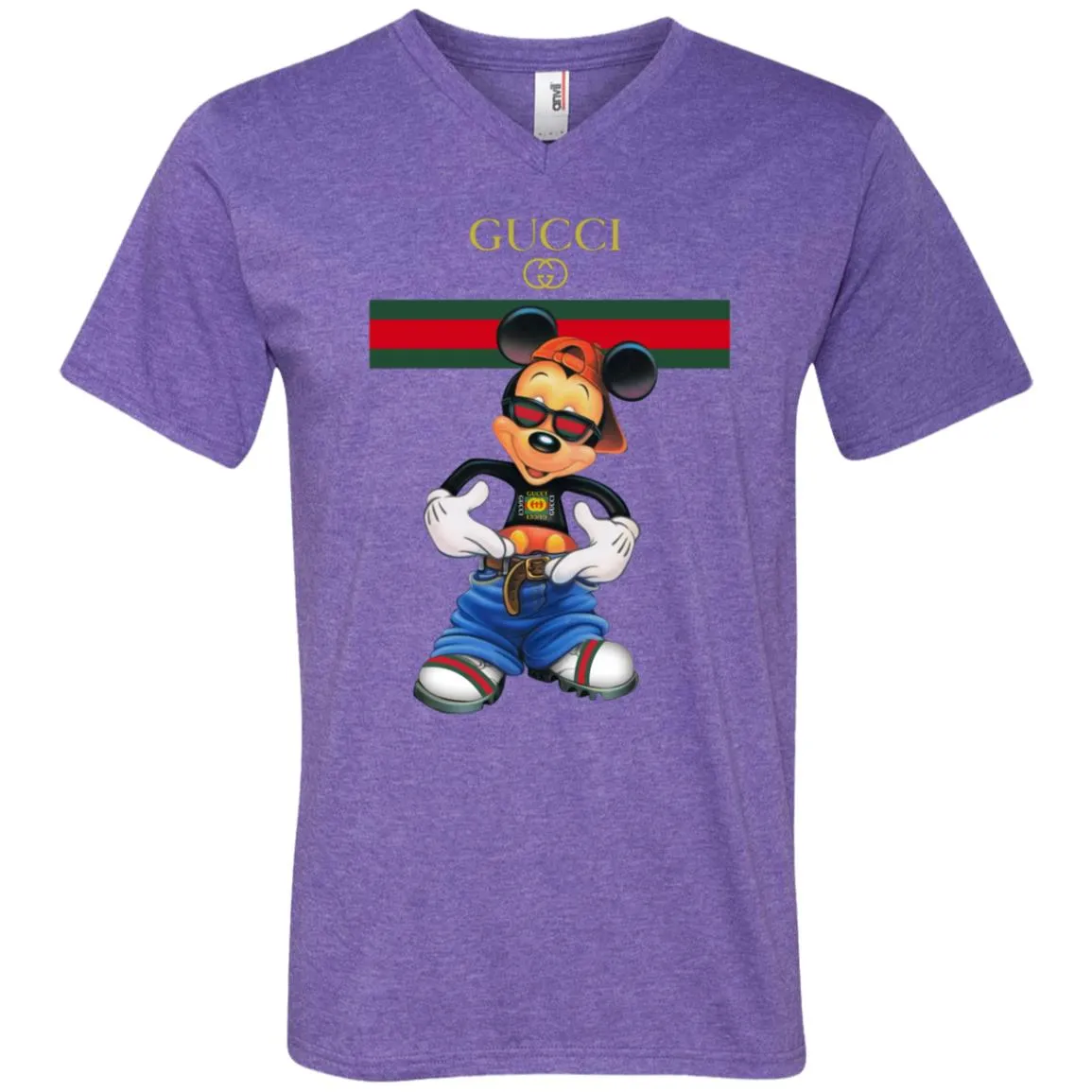 Gucci Logo Mickey Gift Trending T-shirt Men V-Neck T-Shirt