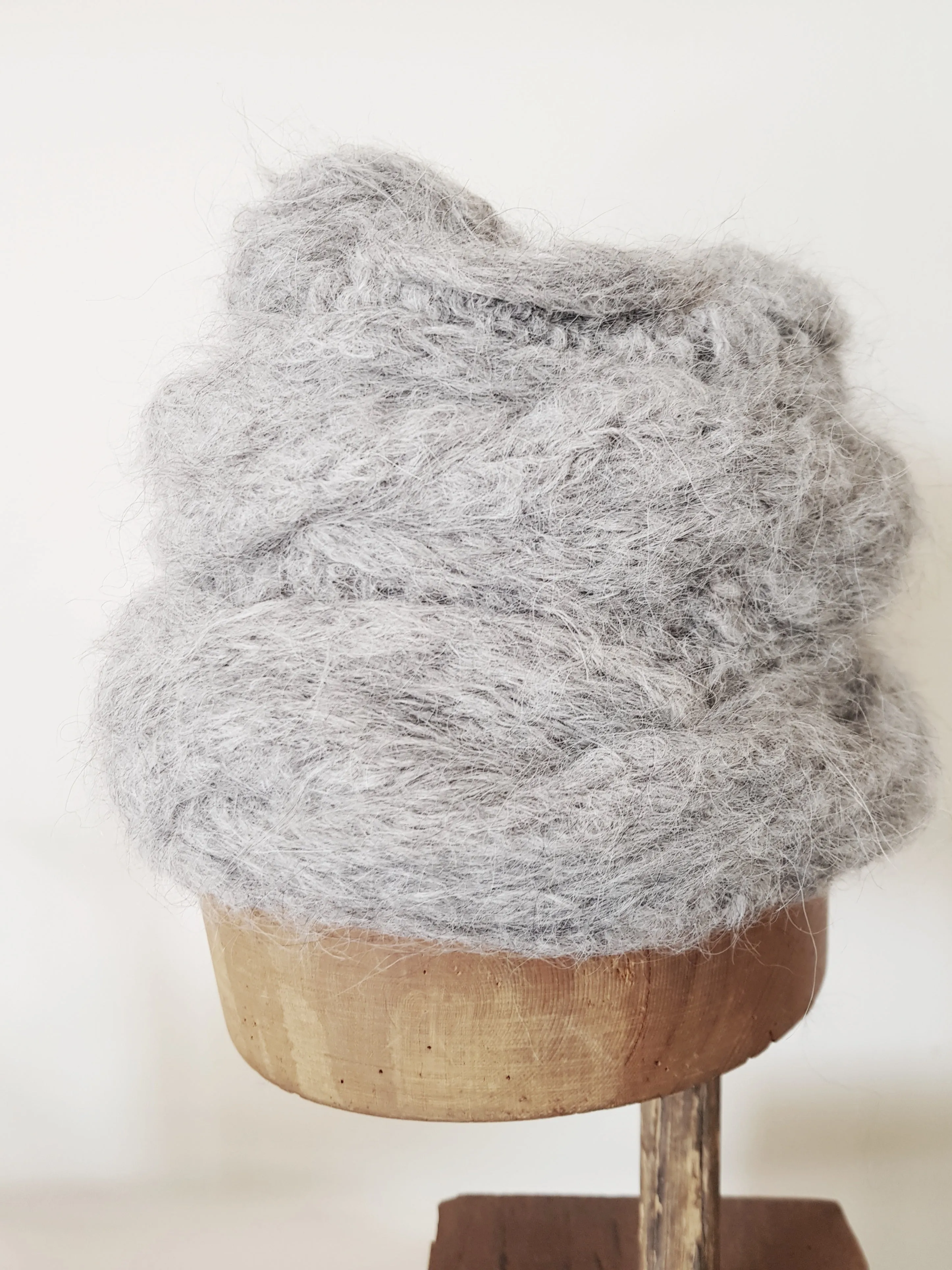 Hand knit cable beanie style Hat - (Alpaca) Navy