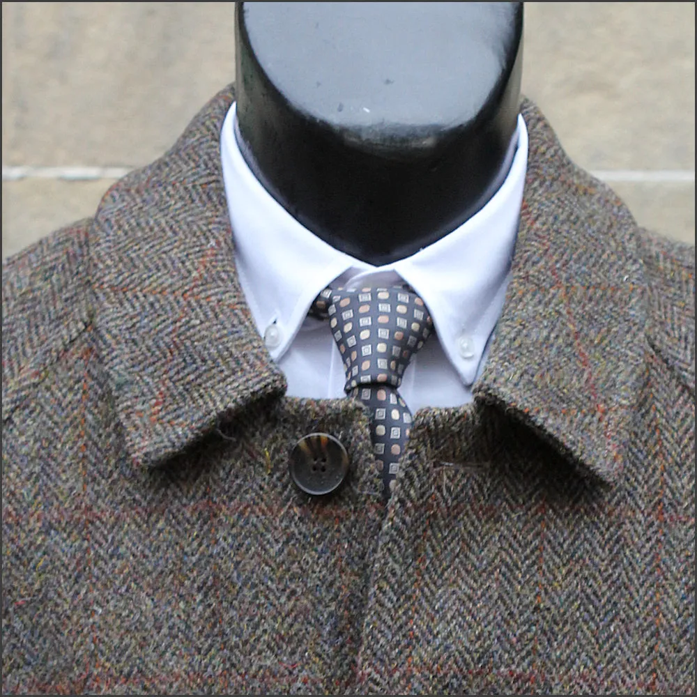 Harris Tweed Brown Herringbone Raglan Overcoat--