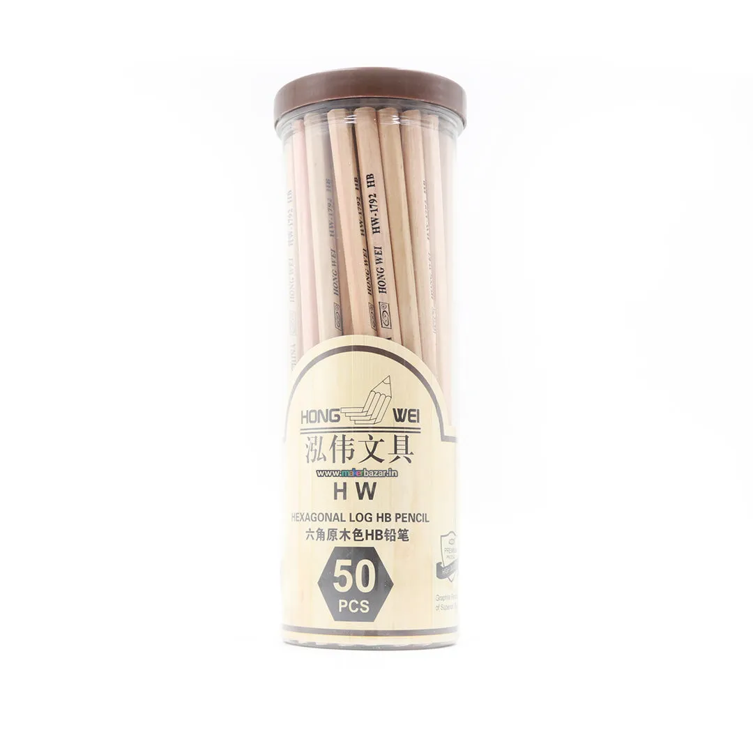 HB Pencil - 50 PCS Bucket Packed Natural Wooden Hexagonal Pencils