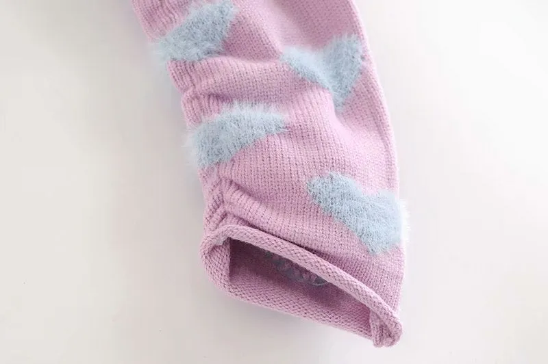 HEART PATTERN CROPPED CARDIGAN