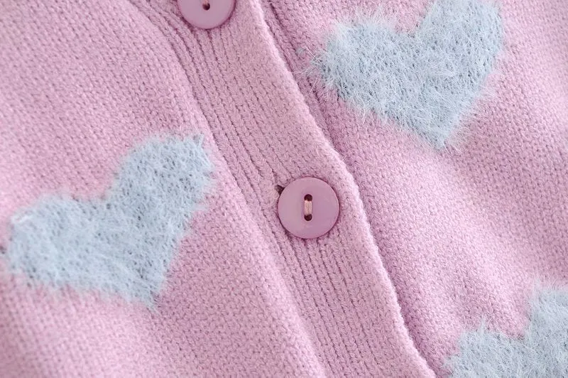 HEART PATTERN CROPPED CARDIGAN