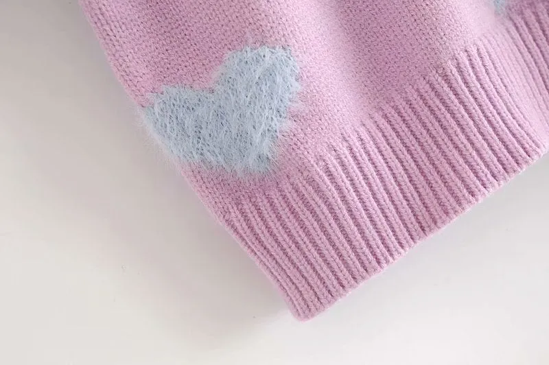 HEART PATTERN CROPPED CARDIGAN