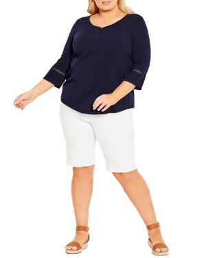 Henley Rib Top | Navy