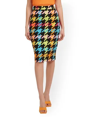 Houndstooth Pencil Skirt