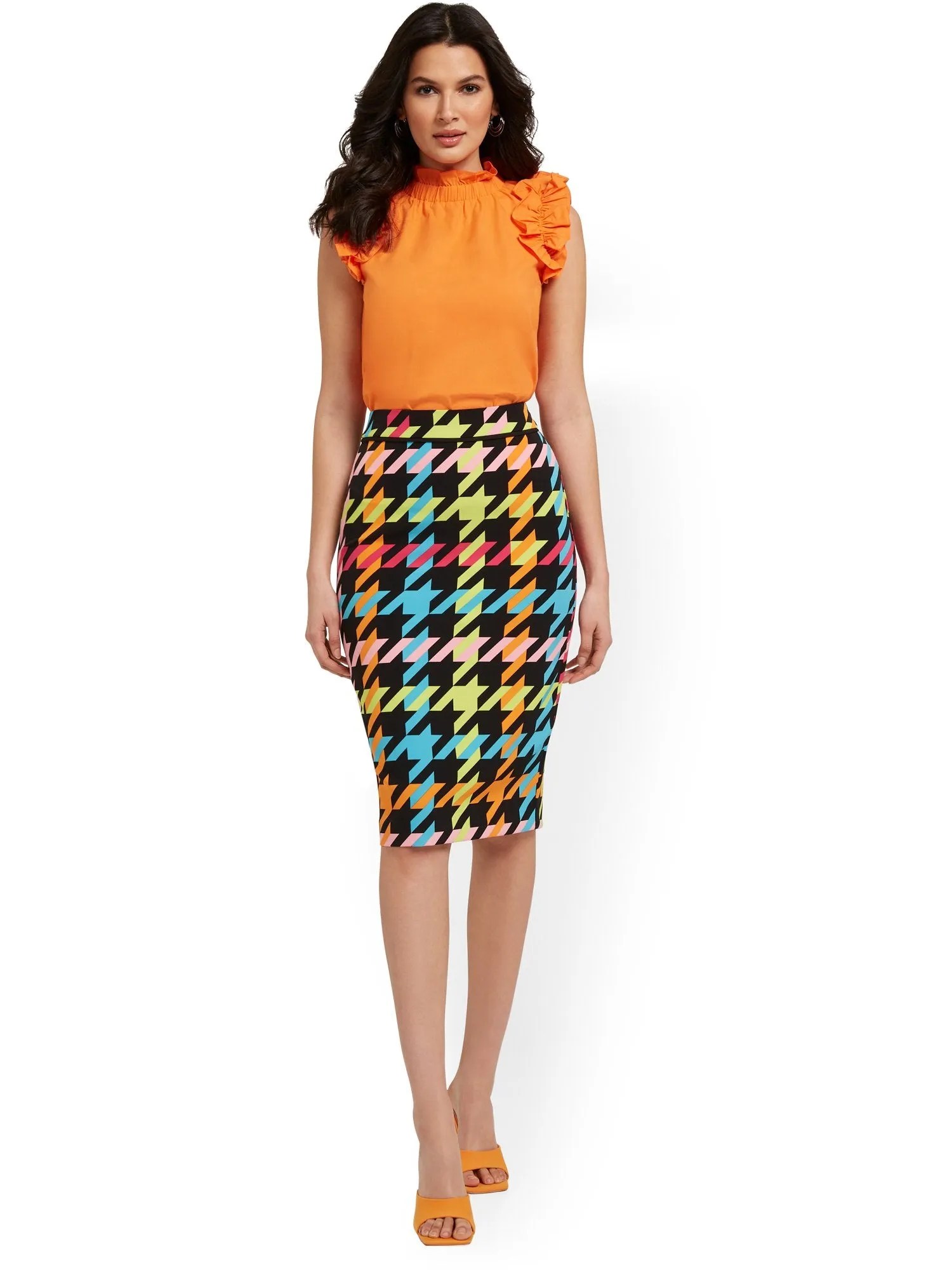 Houndstooth Pencil Skirt