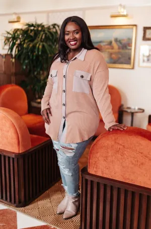 Ivy League Boyfriend Shacket In Taupe
