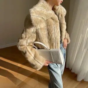 Jasmine Faux Fur Big Collar Short Coat