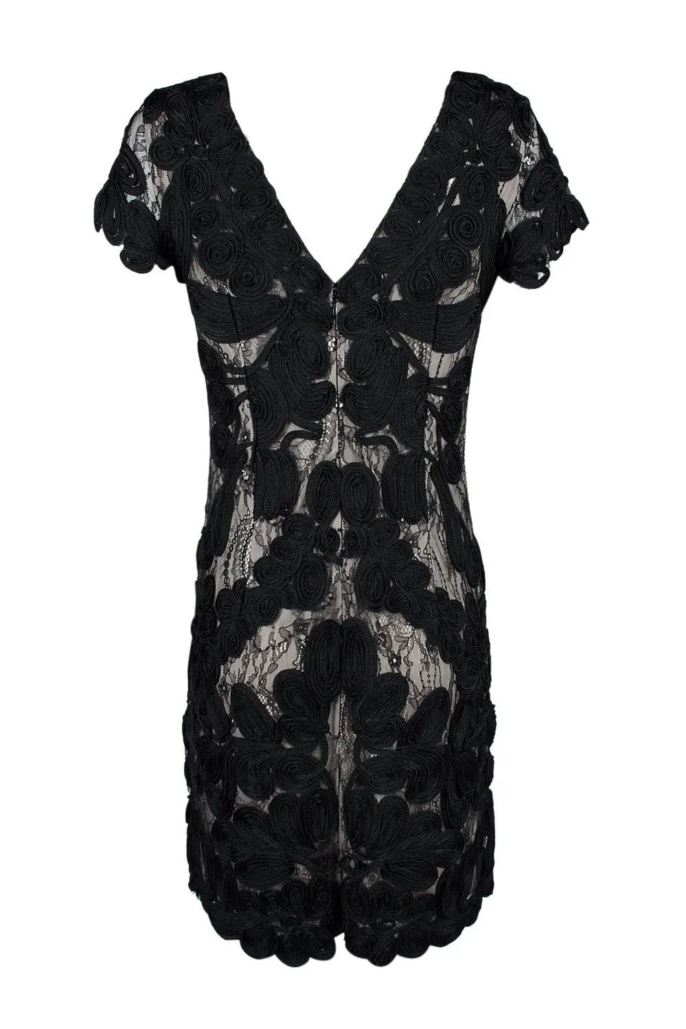 JS Collections EMBROIDERED ON LACE COCKTAIL DRESS