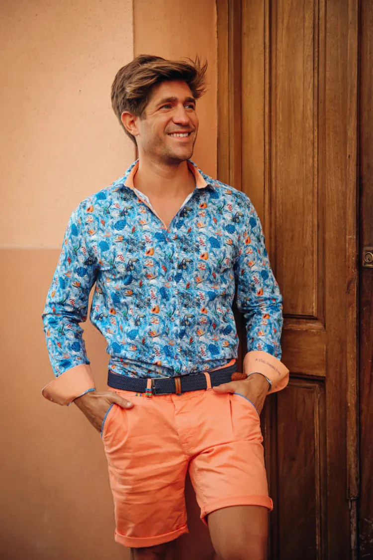 Jungle Print Shirt - Light Blue