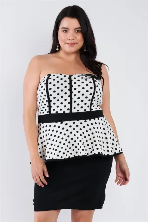 Junior Plus Size White Polka Dot Pencil Skirt Dress /2-2-2-1