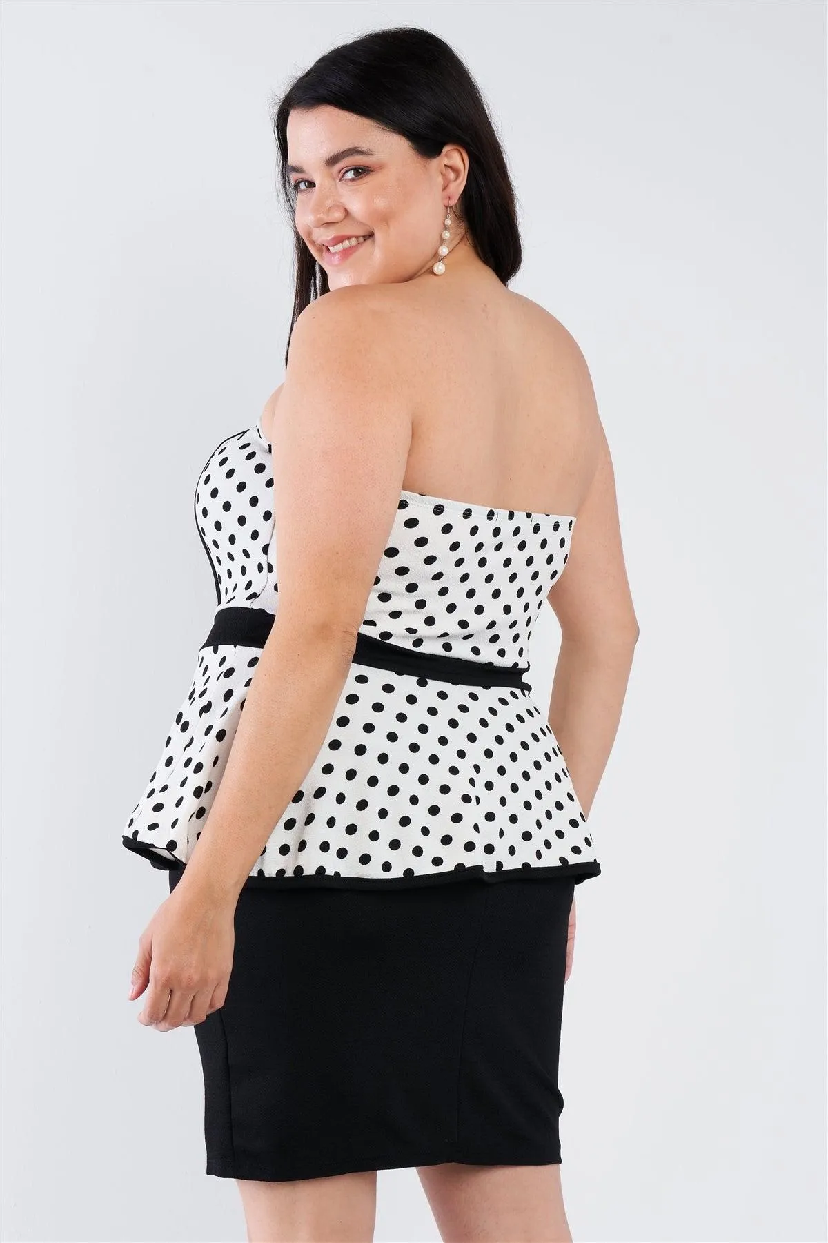 Junior Plus Size White Polka Dot Pencil Skirt Dress /2-2-2-1