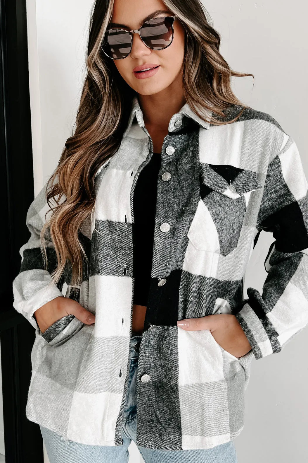 Just What You Need Plaid Shacket (Black)