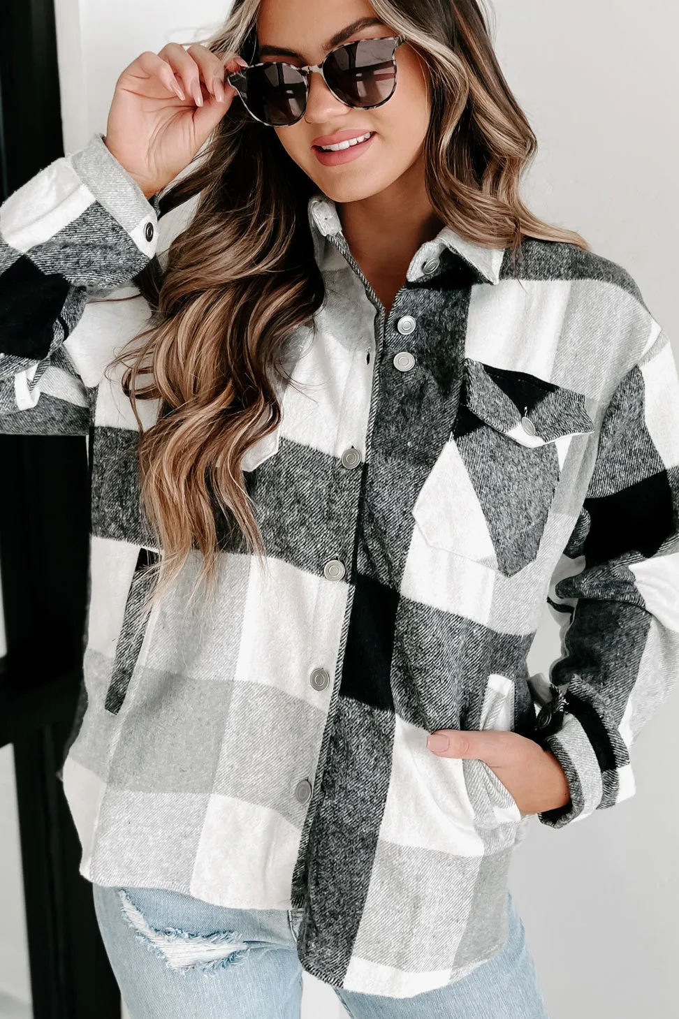 Just What You Need Plaid Shacket (Black)